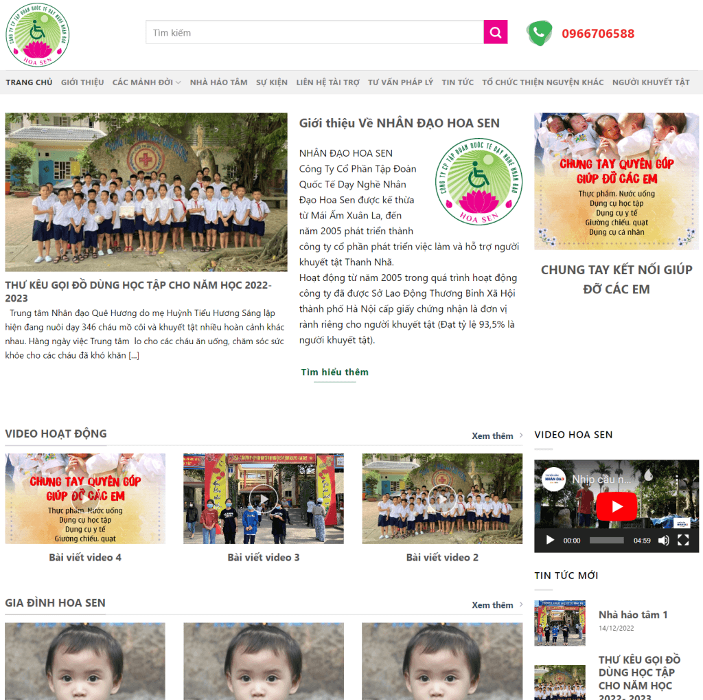 Mẫu website thiện nguyện miễn phí được thiết kế bởi Golden Bee
