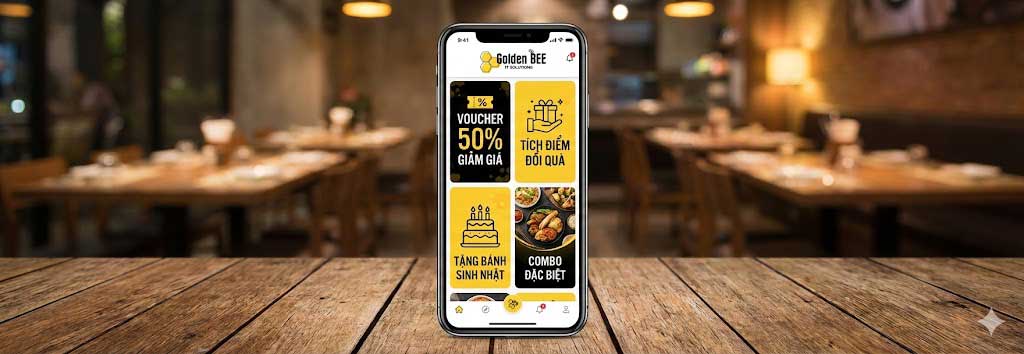 Smartphone showing custom promotions: discounts, loyalty points, birthday gifts, and special combos
