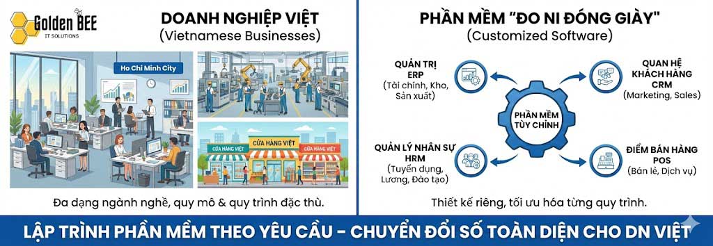 dịch vụ lập trình phần mềm theo yêu cầu cho doanh nghiệp Việt của Golden Bee