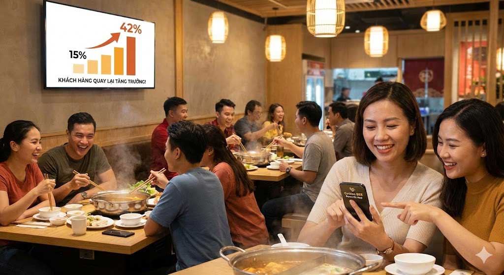 Hotpot restaurant customer retention rate increase from 15% to 42% with private app