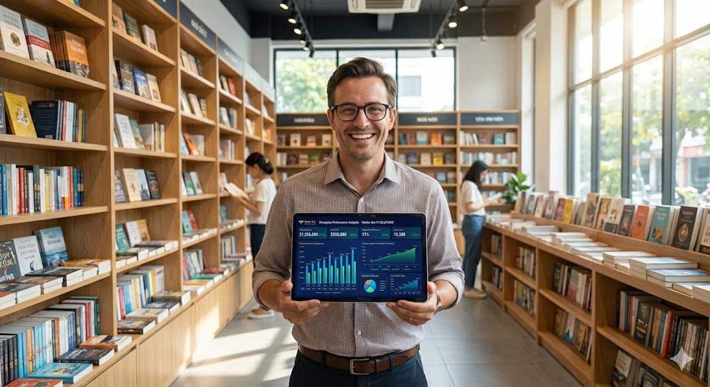 Phần mềm quản lý nhà sách Golden Bee trên máy tính bảng tại nhà sách hiện đại