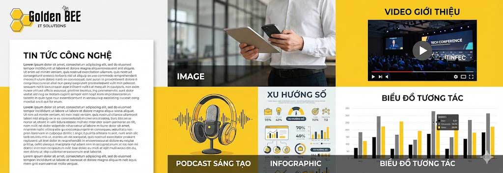 Các loại hình thức nội dung đa phương tiện trên website tin tức - video, podcast, infographic