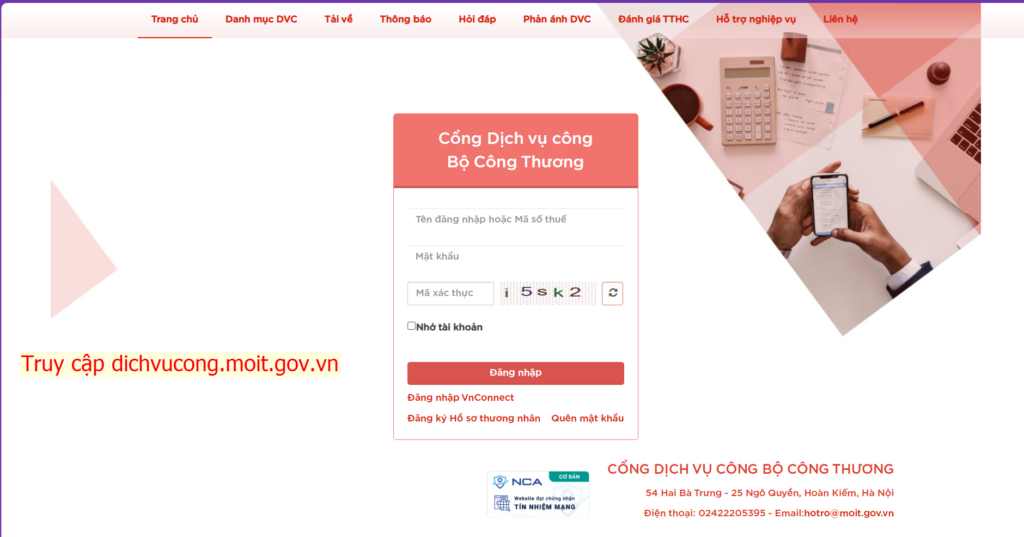 Truy cập cổng dịch vụ công