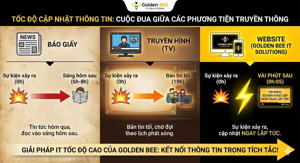 Timeline cập nhật tin tức: từ sự kiện xảy ra đến xuất bản trên website chỉ vài phút
