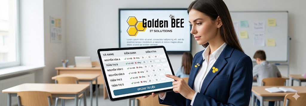 tính năng app giáo viên gia sư anh ngữ điểm danh học viên nhập điểm upload tài liệu tablet