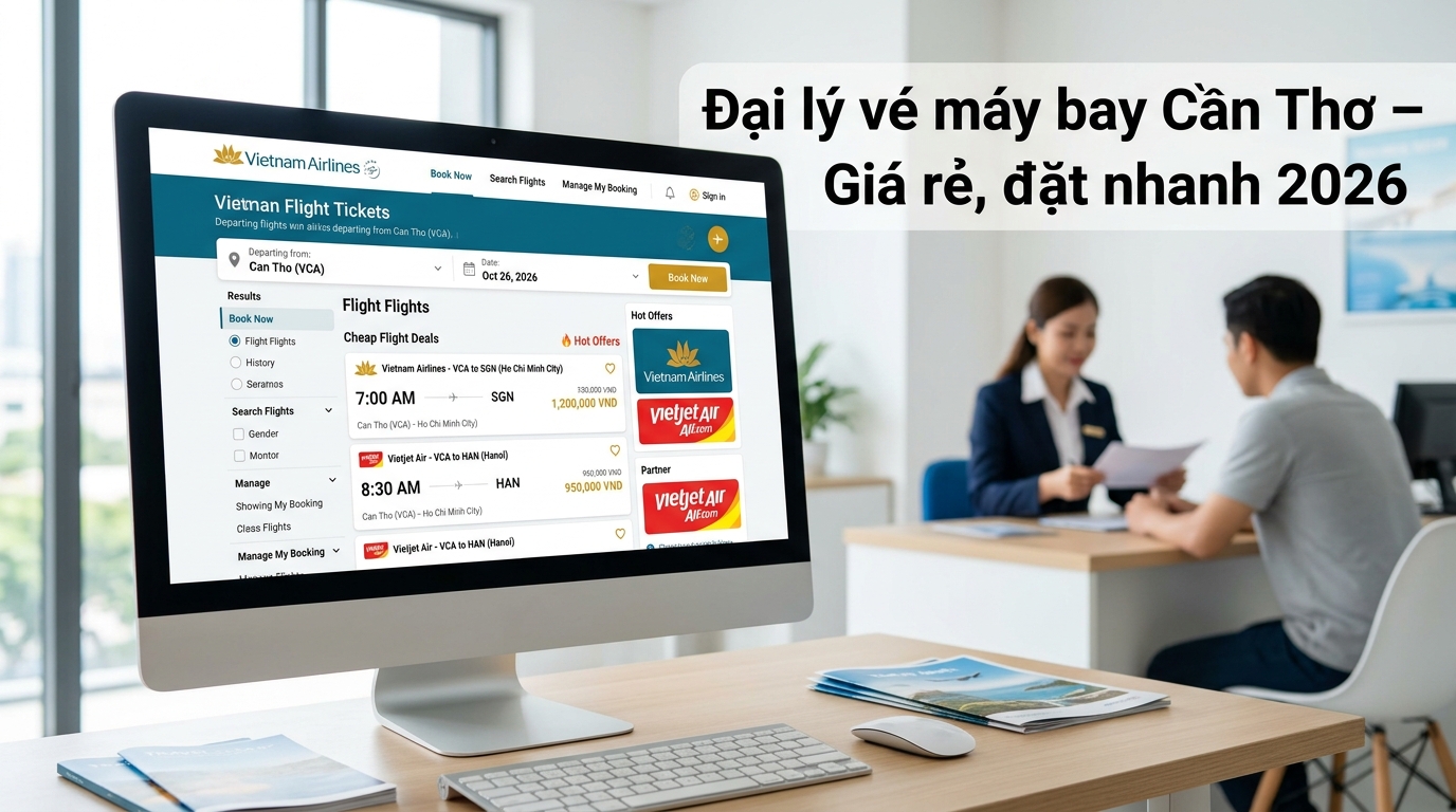 Thiết Kế Web Đại Lý Vé Máy Bay Cần Thơ – Đặt Vé Nhanh, Giá Tốt & Tăng Doanh Thu 2026