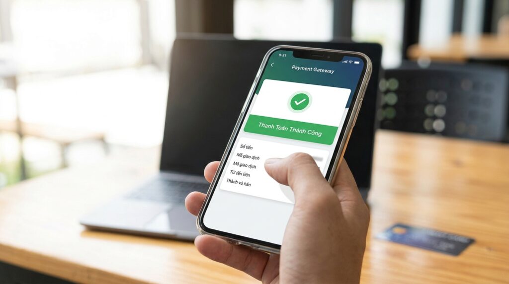 Tính năng thanh toán trực tuyến an toàn trên trang web bán lẻ.