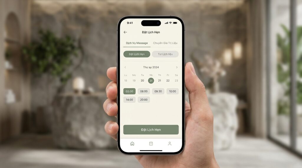Tính năng đặt lịch hẹn trong thiết kế web spa Cần Thơ