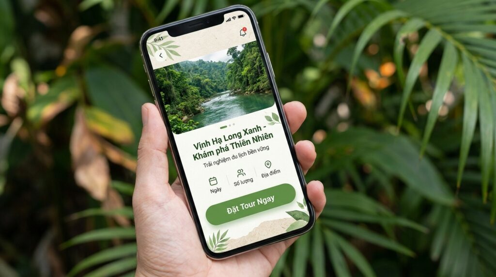 Giao diện tính năng đặt tour trên website du lịch