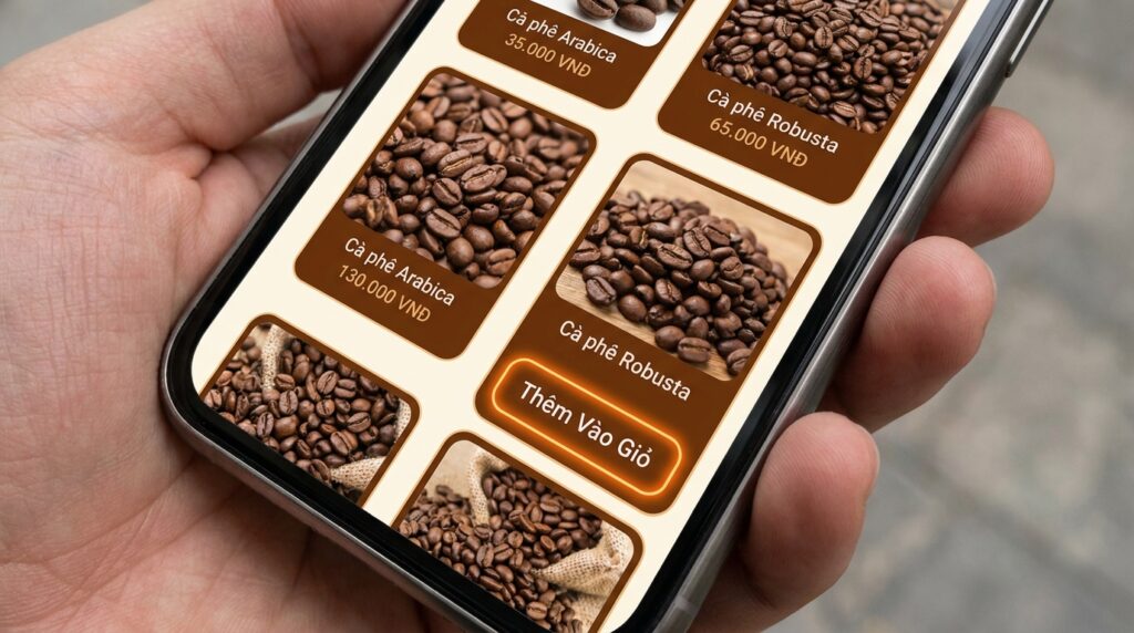 Tính năng mua hàng trên thiết kế web xưởng cà phê