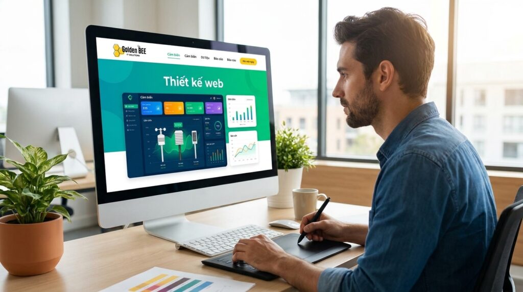 Đội ngũ Golden Bee đang thiết kế web môi trường.