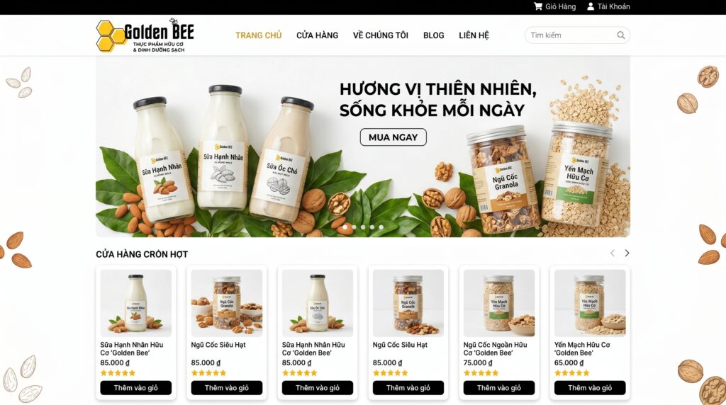 Thiết kế web cửa hàng sữa Cần Thơ chuyên nghiệp giao diện hiện đại