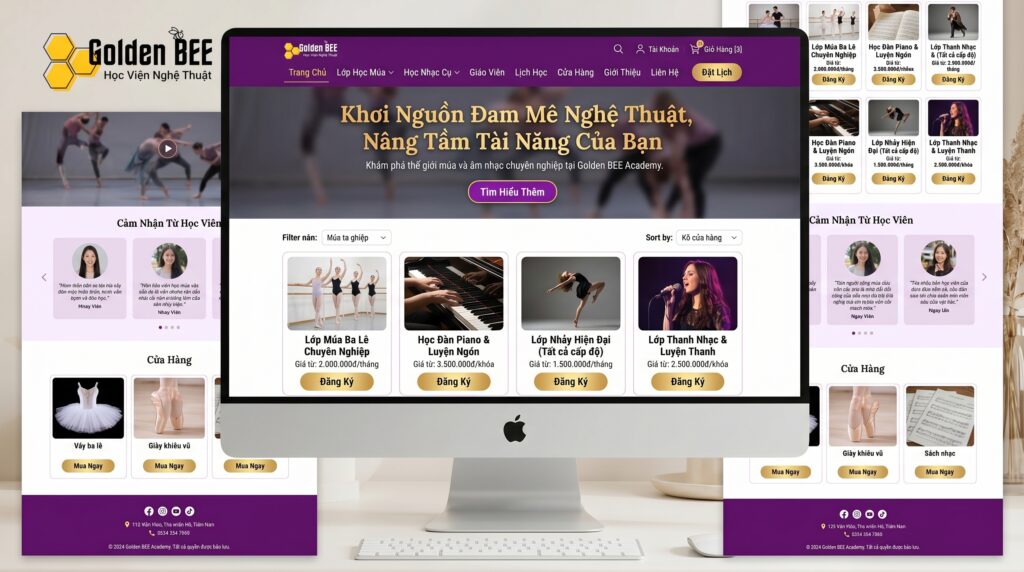 Thiết kế web trung tâm múa Cần Thơ giao diện năng động nghệ thuật