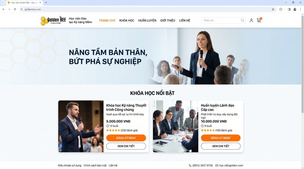 Thiết kế web trung tâm kỹ năng Cần Thơ giao diện năng động sáng tạo