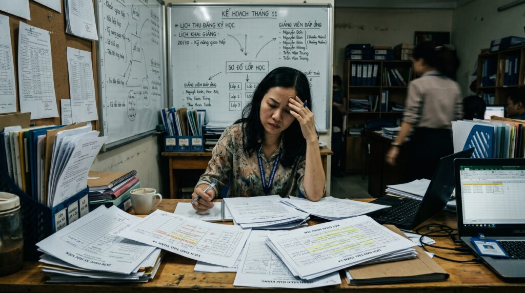 Khó khăn khi quản lý trung tâm đào tạo bằng sổ sách thủ công