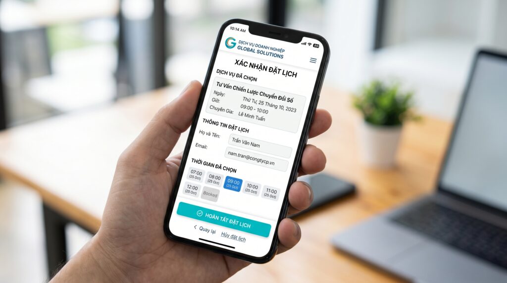 Tính năng đặt lịch trực tuyến trên website ngành dịch vụ