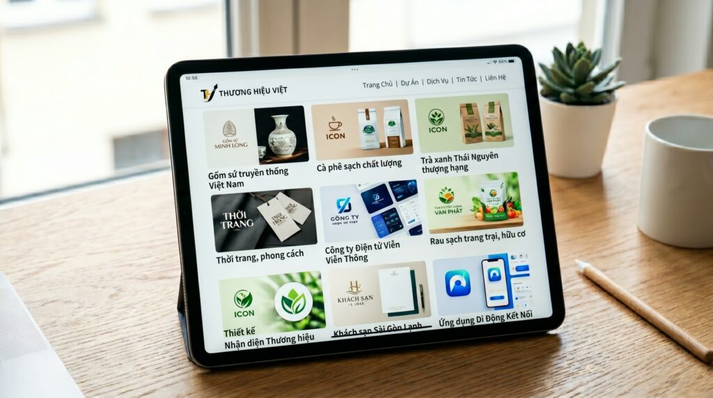 Tính năng hiển thị danh mục dự án trên website thiết kế