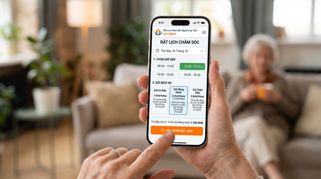 Tính năng đặt lịch hẹn tham quan trên giao diện website di động