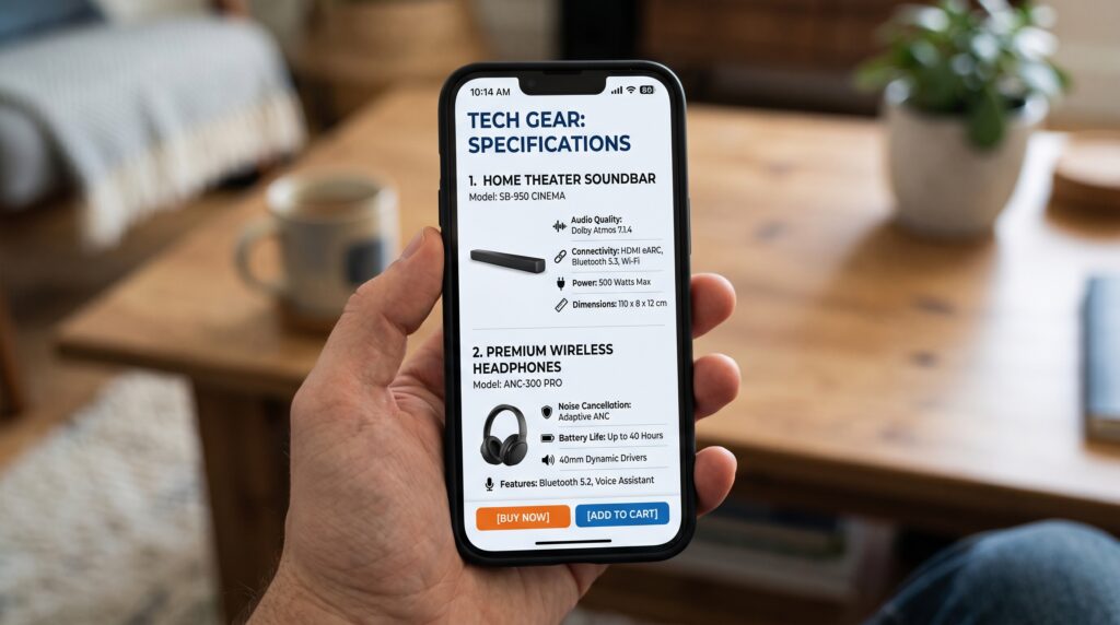 Tính năng lọc sản phẩm thông minh trên website thiết bị âm thanh di động.