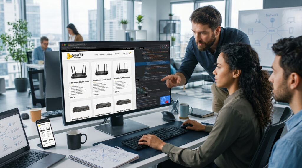 Đội ngũ Golden Bee thiết kế web thiết bị mạng chuyên nghiệp.