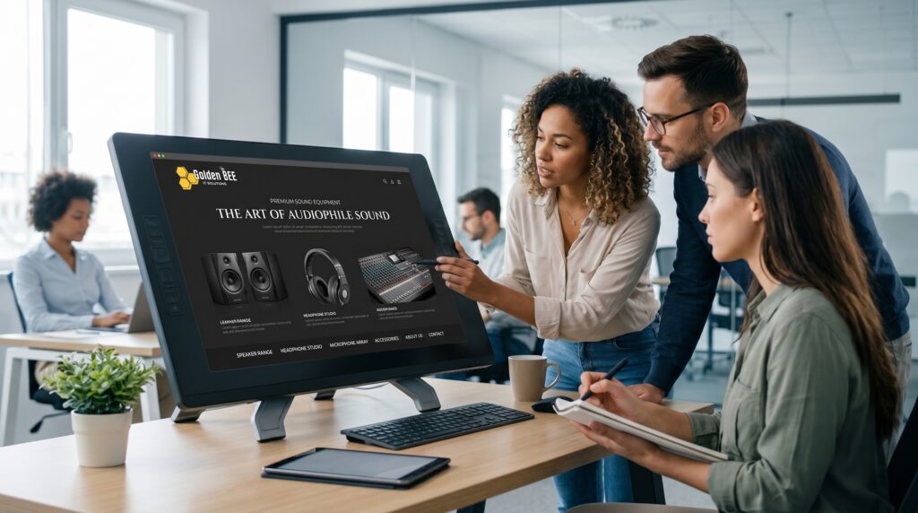 Đội ngũ chuyên nghiệp tại Golden Bee triển khai dự án website công nghệ.