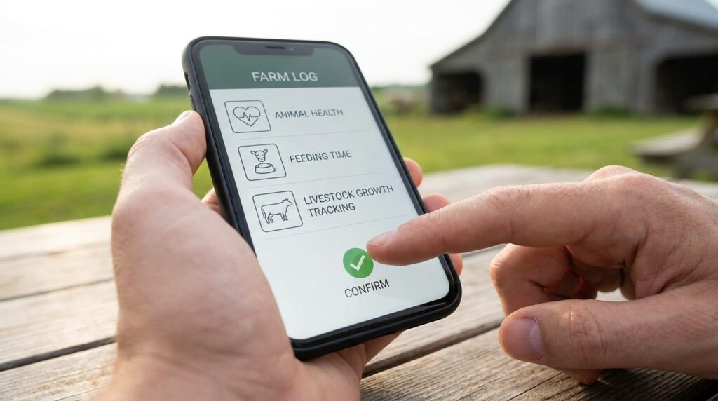 Tính năng xem nhật ký chăn nuôi trên website trang trại