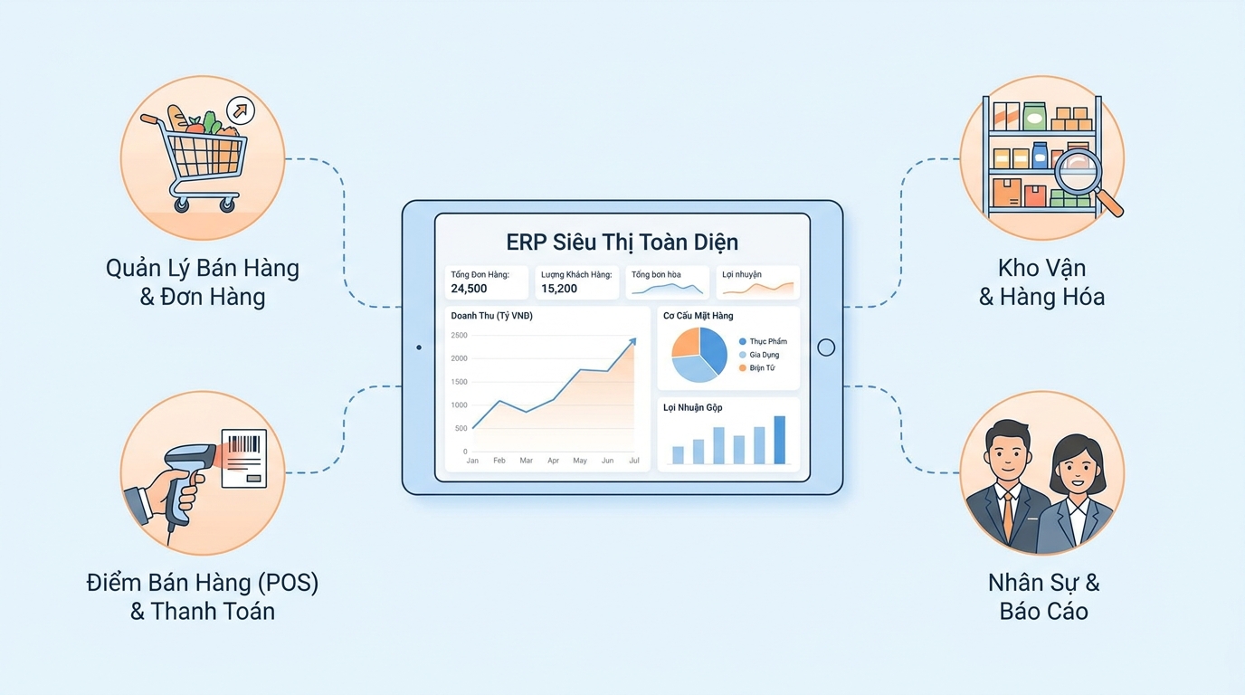 Thiết Kế Phần Mềm Theo Yêu Cầu ERP Dành Cho Siêu Thị: Giải Pháp Tối Ưu Quản Trị Bán Lẻ Toàn Diện
