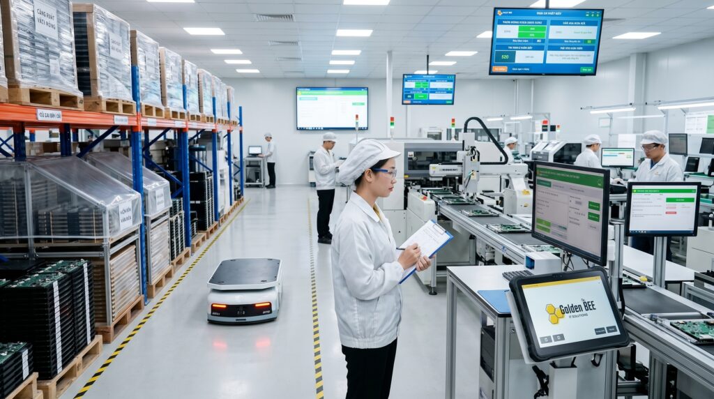 Hiệu quả quản lý kho và dây chuyền sản xuất nhờ ERP