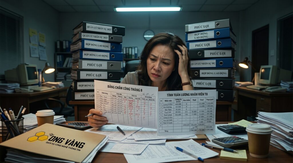 Rủi ro sai sót bảng lương và khó khăn quản lý hồ sơ nhân sự thủ công