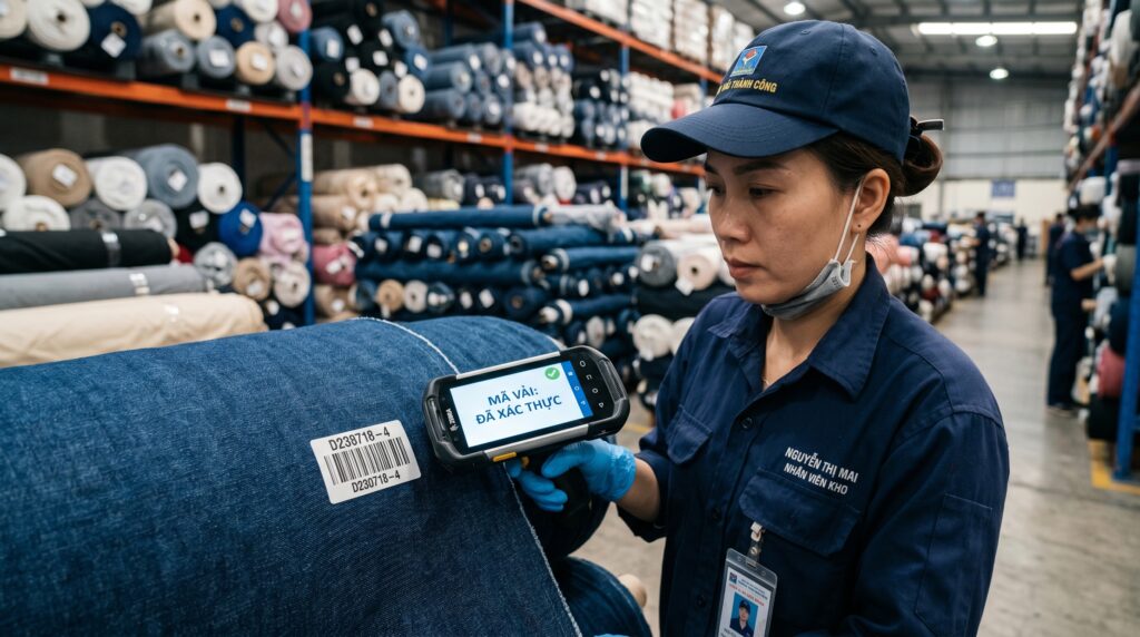 Quét mã vạch phân loại vật tư bằng phần mềm quản lý kho vải & nguyên phụ liệu may theo yêu cầu