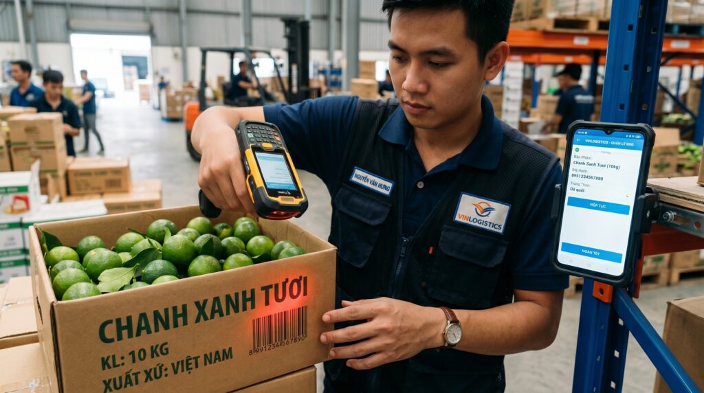 Tính năng quét mã vạch của phần mềm quản lý kho trái cây theo yêu cầu
