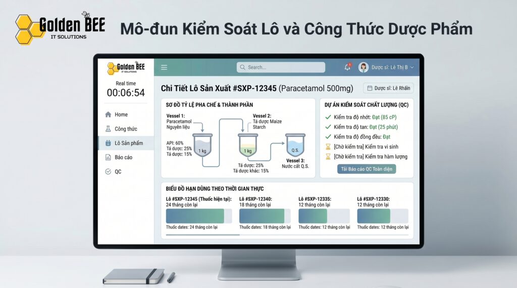 Phân hệ quản lý công thức bào chế thuốc và kiểm soát số lô dược phẩm