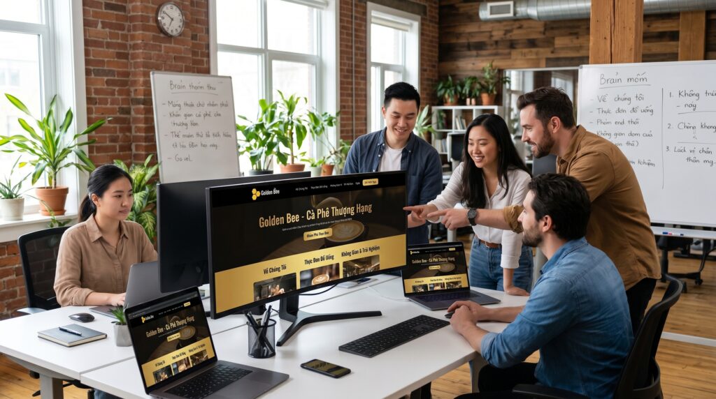 Đội ngũ Golden Bee triển khai website quán cà phê chuyên nghiệp