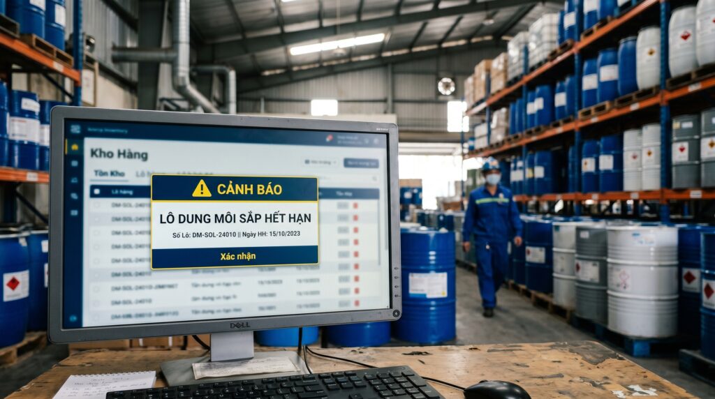 Cảnh báo thời hạn sử dụng sản phẩm trên phần mềm quản lý kho hoá chất công nghiệp theo yêu cầu