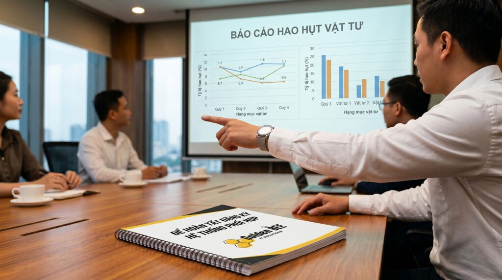 Xem biểu đồ báo cáo trên phần mềm quản lý kho vải & nguyên phụ liệu may theo yêu cầu