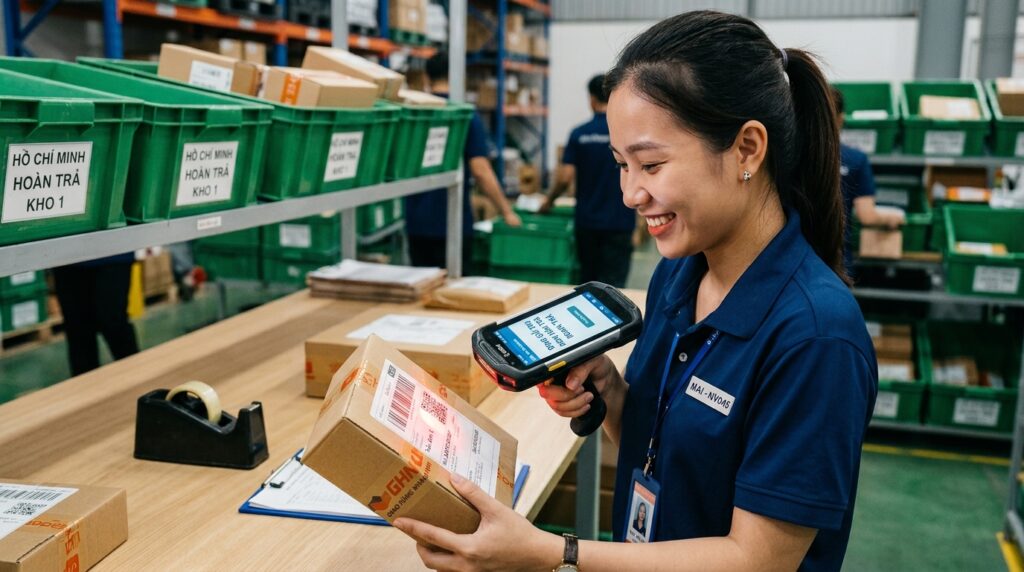 Tối ưu hóa quy trình tiếp nhận nhờ viết phần mềm quản lý kho kho hàng hoàn trả theo yêu cầu