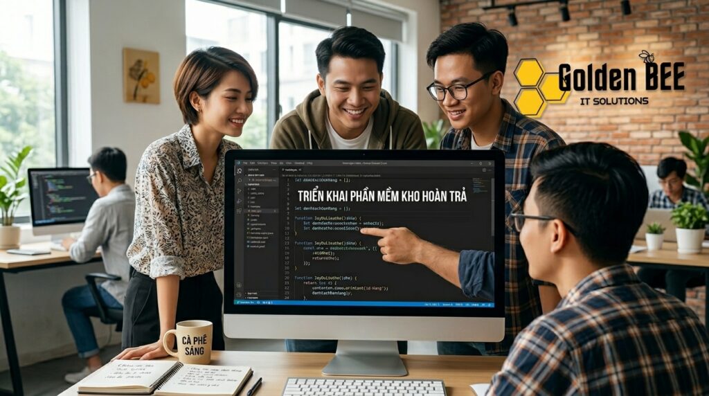 Các lập trình viên hoàn thiện viết phần mềm quản lý kho kho hàng hoàn trả theo yêu cầu