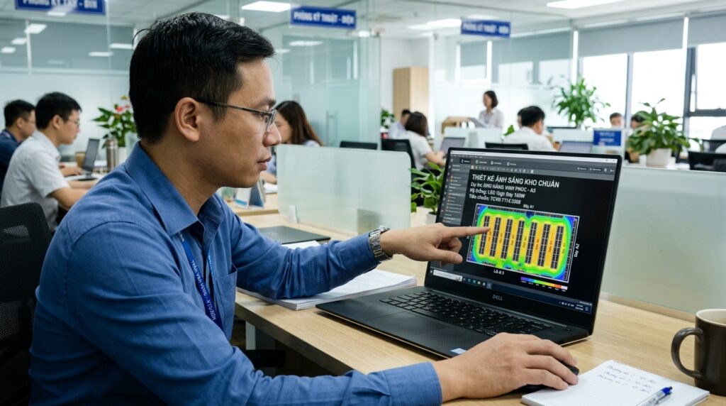 Định nghĩa đèn chiếu sáng kho là gì trên sơ đồ kỹ thuật nhà xưởng
