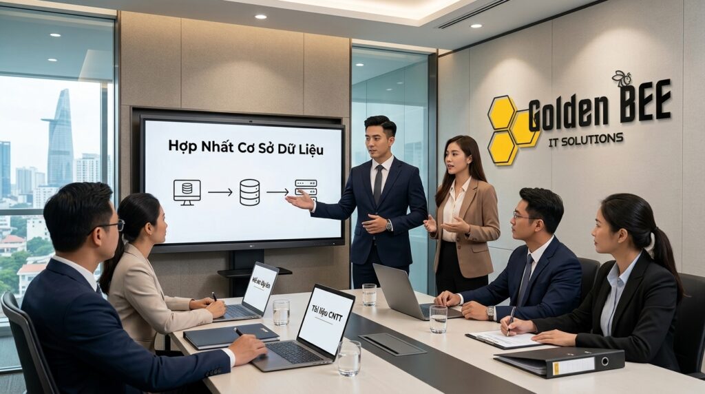 Hợp nhất thông tin quản trị giúp tối ưu dữ liệu lớn trong kho là gì cùng Golden Bee