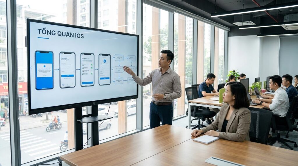  Tổng quan về dịch vụ thiết kế app iPhone của Golden Bee.
