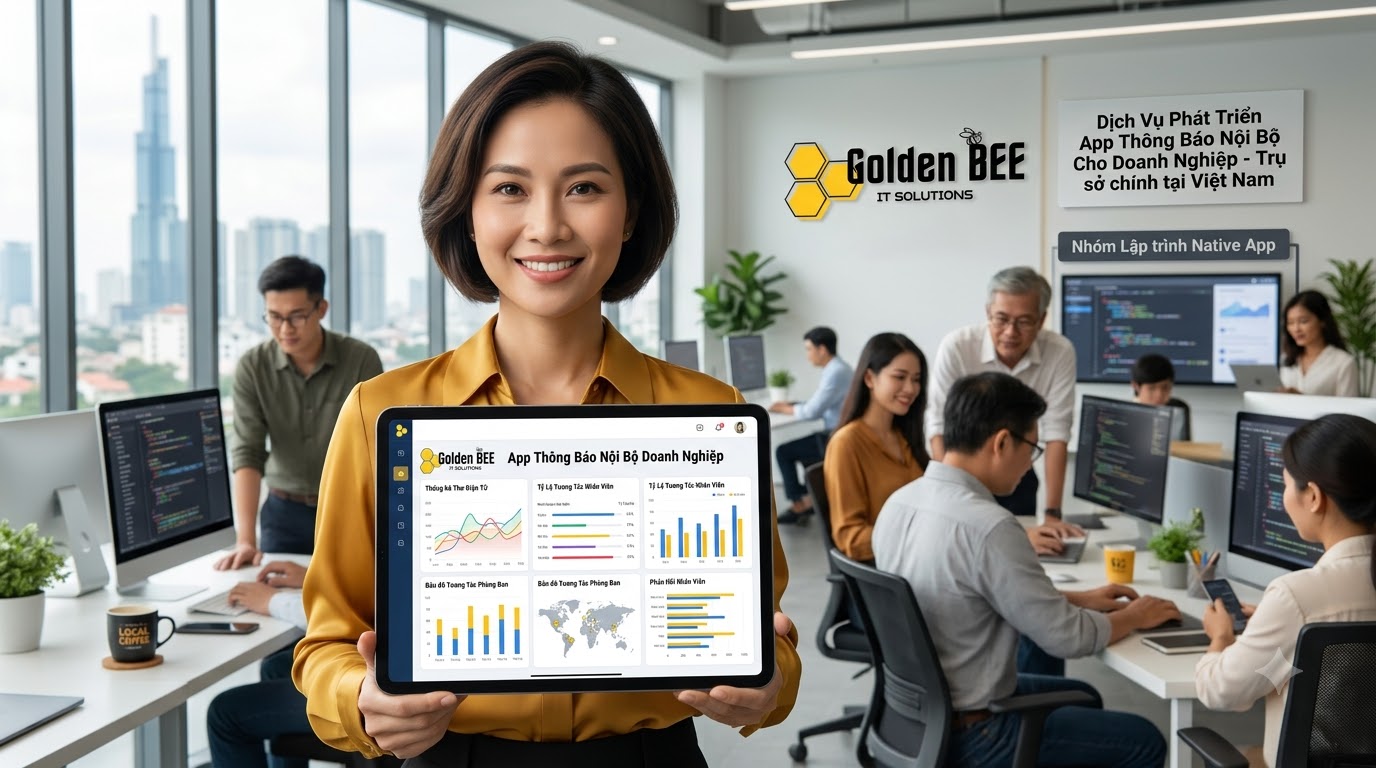Giải pháp phát triển app thông báo nội bộ doanh nghiệp chuyên nghiệp tại Golden Bee