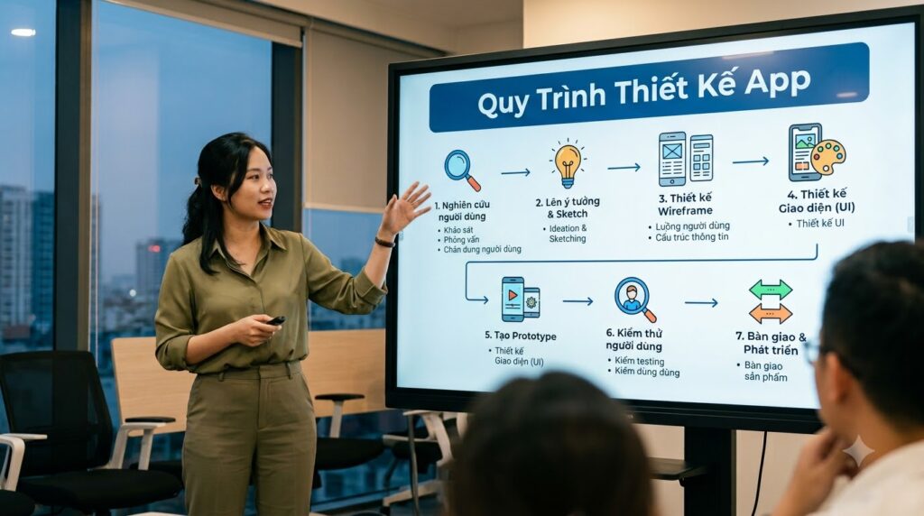 thiết kế trải nghiệm người dùng app ứng dụng quy trình chuyên nghiệp