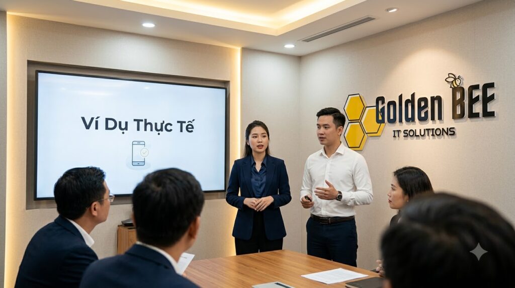Minh họa case study thực tế chứng minh hiệu quả app chấm công nhân viên