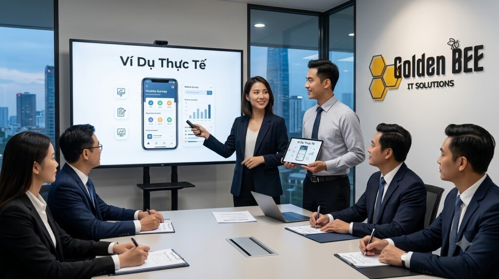 Minh họa case study thực tế chứng minh hiệu quả app khảo sát ý kiến khách hàng