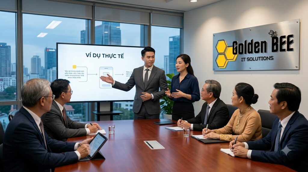 Minh họa case study thực tế chứng minh hiệu quả app quản lý dự án