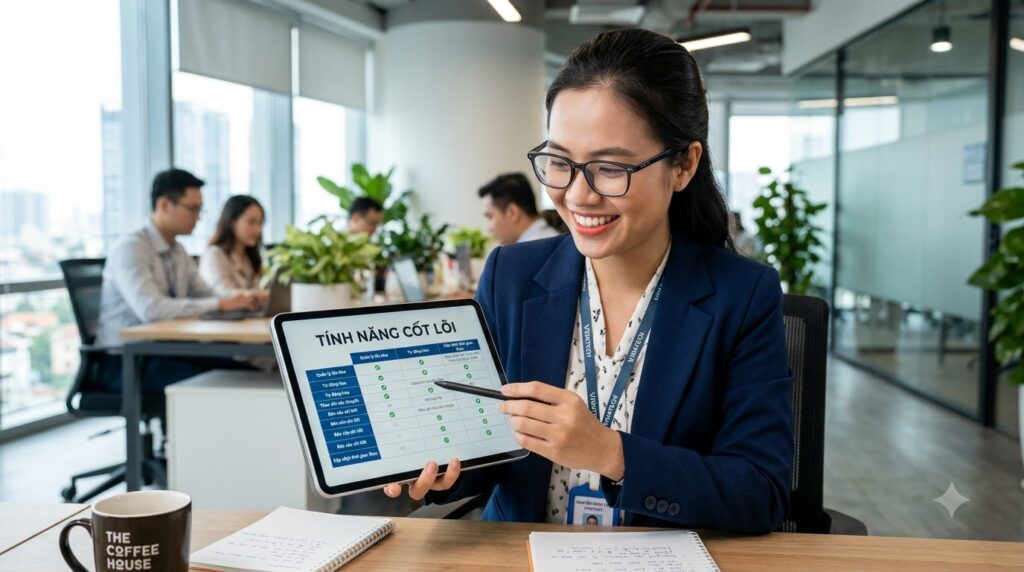 Bảng danh sách tính năng cốt lõi của app quản lý kho trên điện thoại
