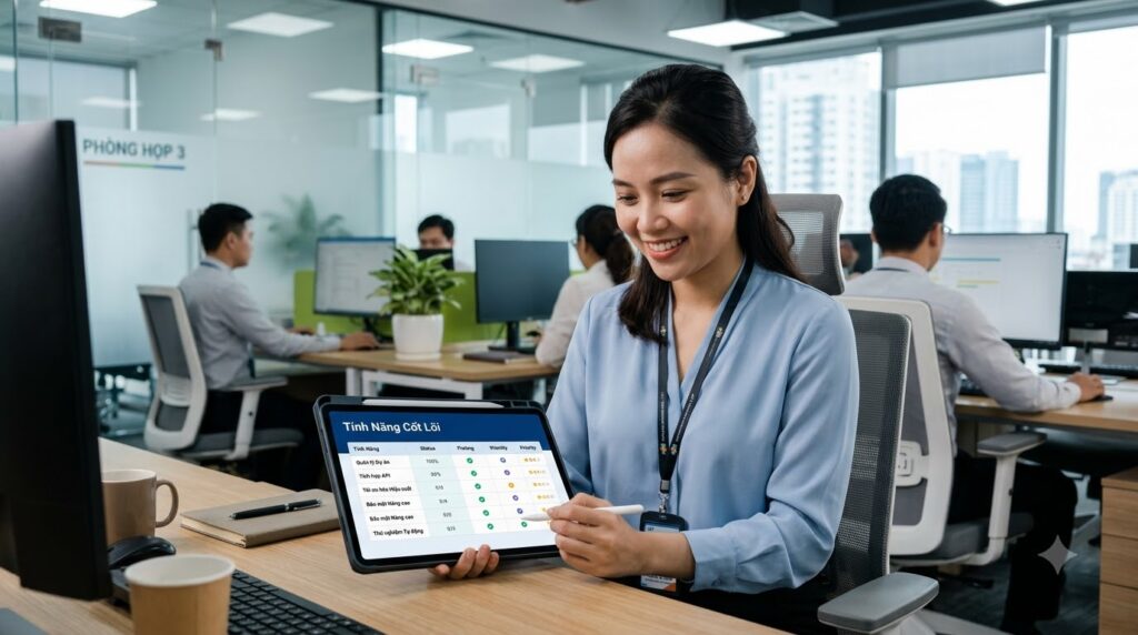  Bảng danh sách tính năng cốt lõi cần có của app quản lý dự án