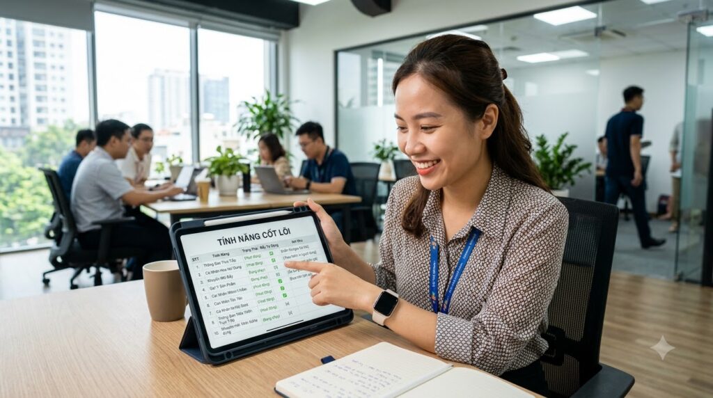 Bảng danh sách tính năng cốt lõi của app thông báo nội bộ doanh nghiệp
