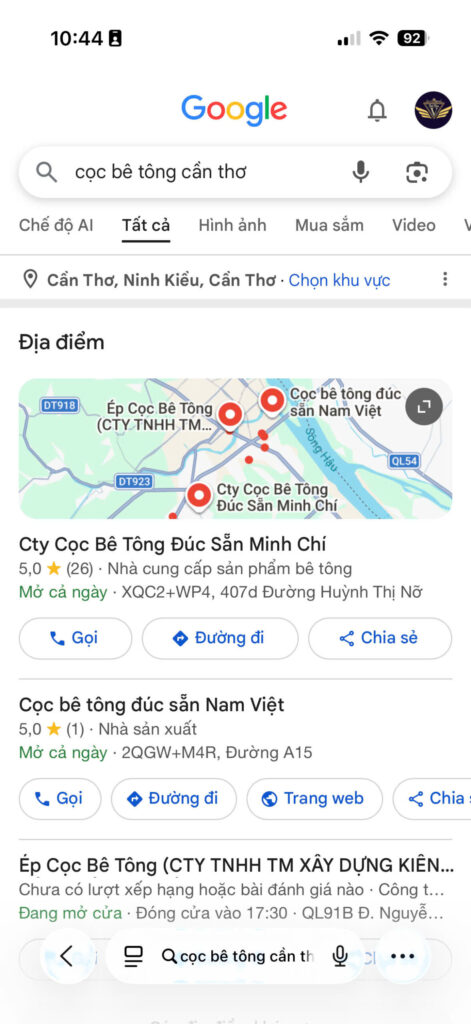 cọc bê tông Cần Thơ - Top Google Maps