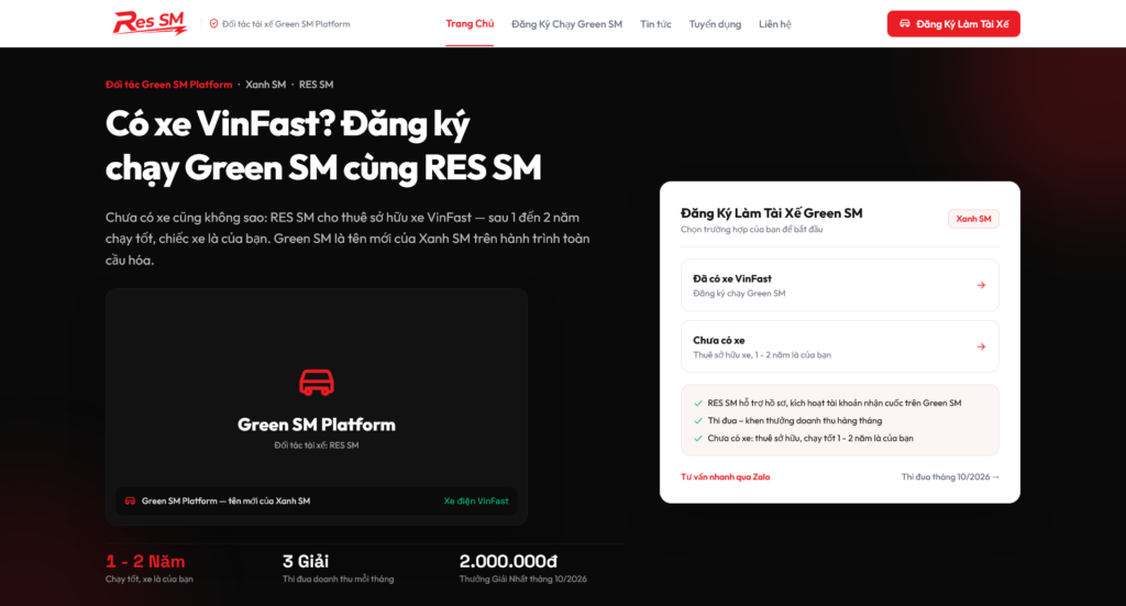thiết kế website và SEO cho công ty vận chuyển RES SM